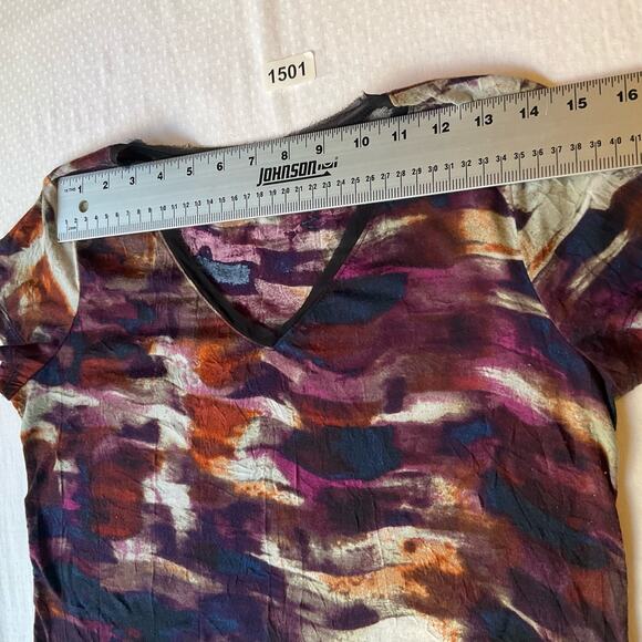 Simply Vera Vera Wang Women’s Short Sleeve V-neck Blouse size Petite S, Purple - Picture 2 of 9